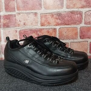 Skechers Work Shape-Ups Womens 8.5 Black Leather Slip Resistant Rocker Shoes